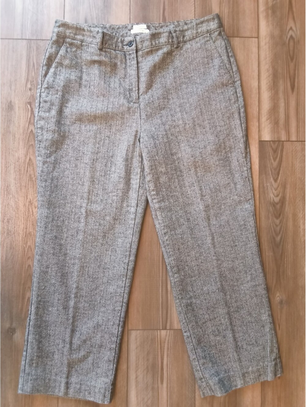 L.L.Bean Y2K Classic Fit Women's Size 16P Gray Herringbone Cotton Pants